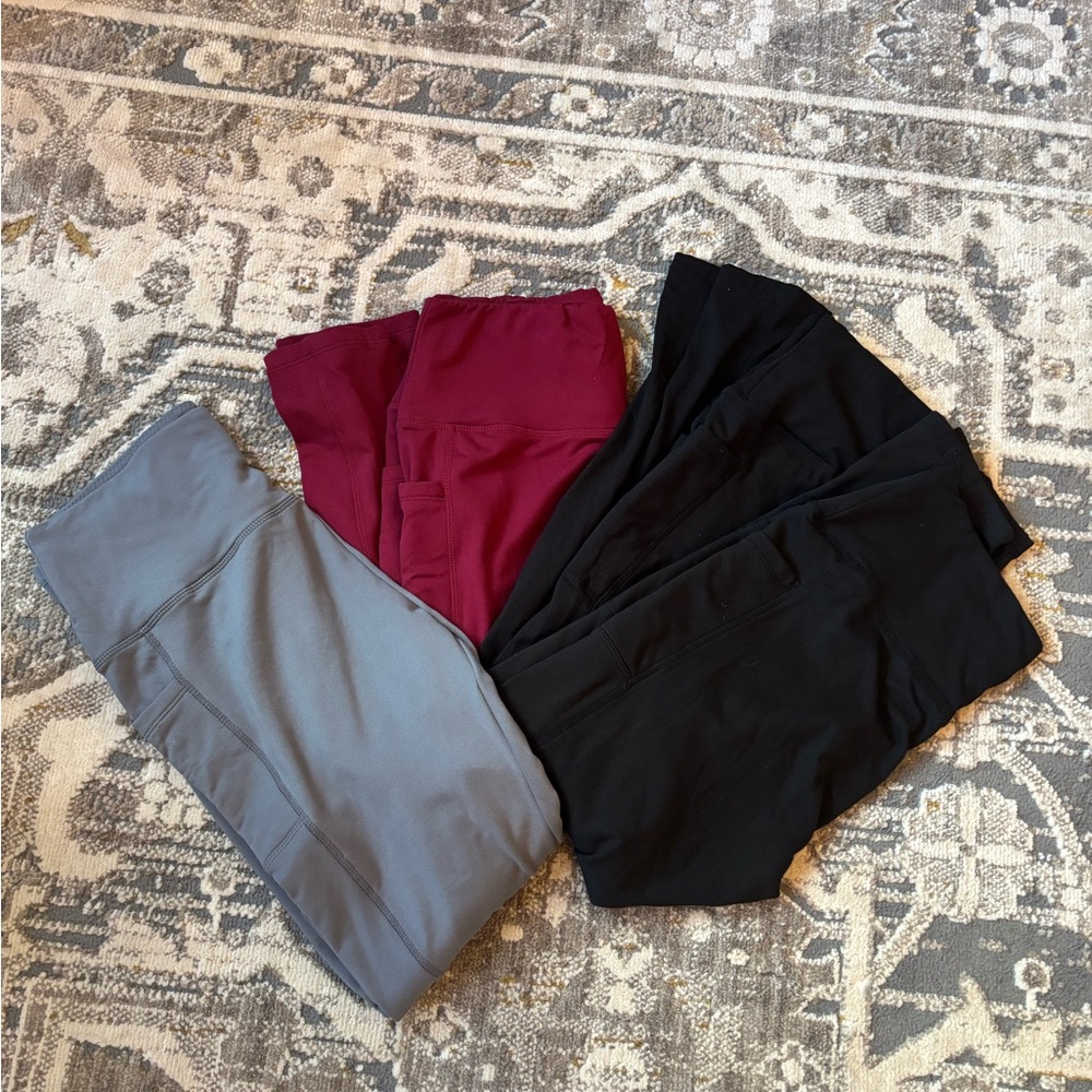 Fleece Lined Leggings in Black, Gray, and Burgundy